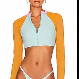 Maaji lark reversible long sleeve rash guard bikini swim top